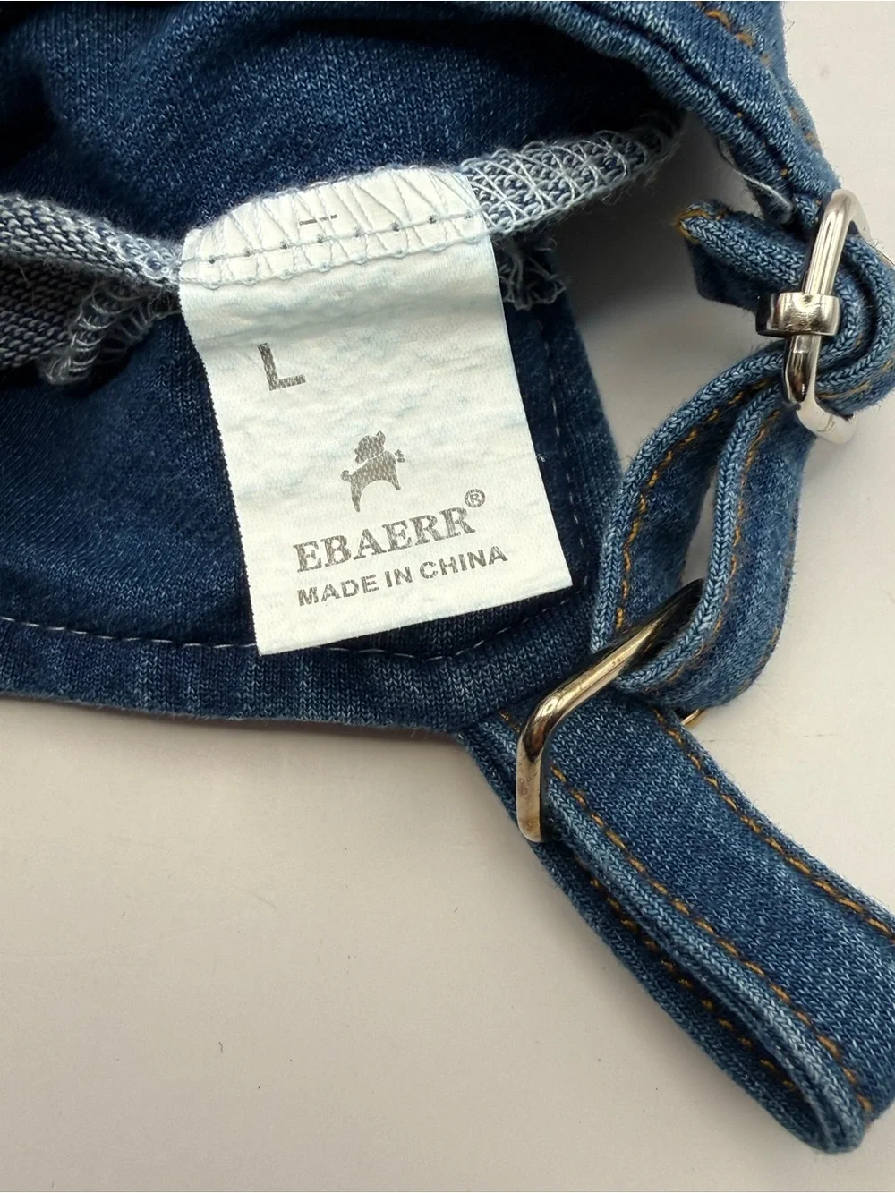 Beachee Denim Pet Overalls with Patch Detail - Blue